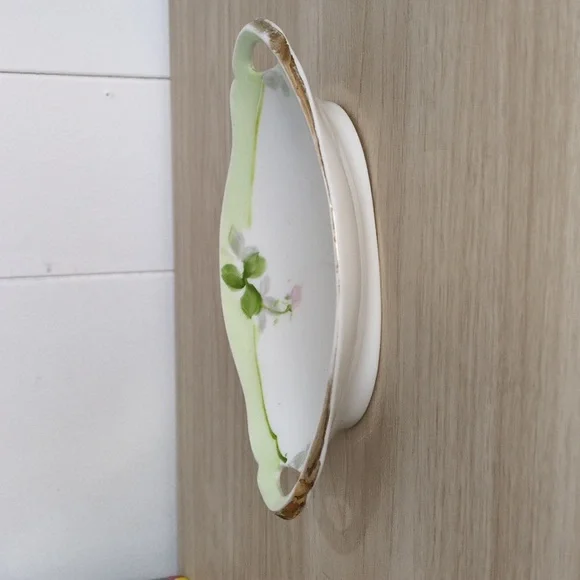 Nippon hand-painted floral oblong trinket bowl with Gold Accents - Picture 3 of 5